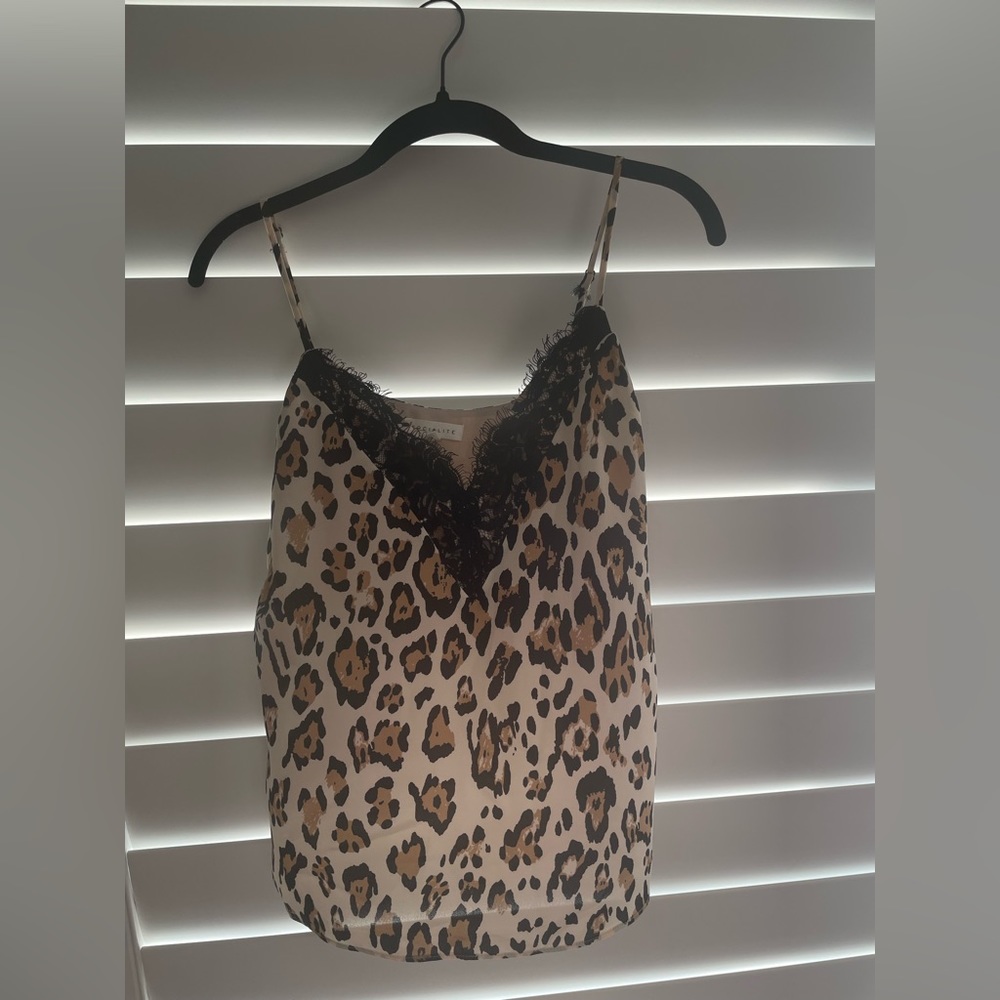 Animal print laced camisole